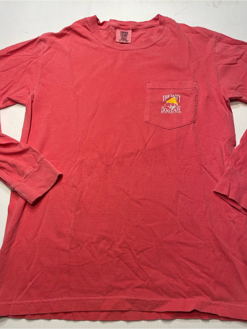 Salty Dog T Shirt Hilton Head SC Comfort Colors Pocket Men/Unisex Sz S Red/Pink